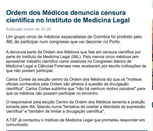 Ordem dos Médicos denuncia censura científica no Instituto de Medicina